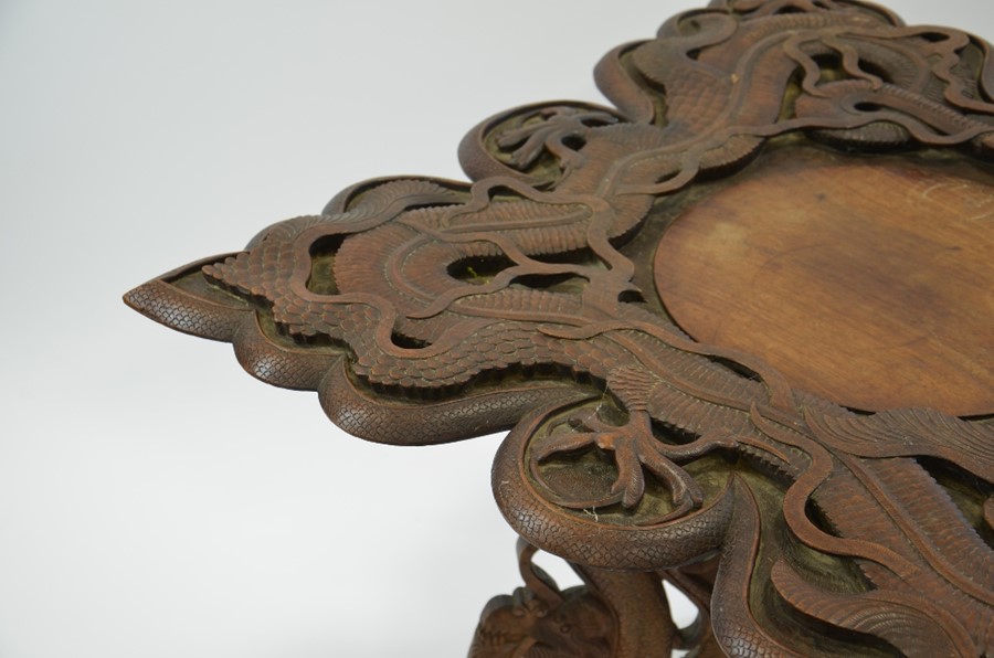 A 19th century Oriental carved hardwood occasional table - Image 4 of 5