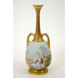 William Powell for Royal Worcester, a twin handled bottle vase