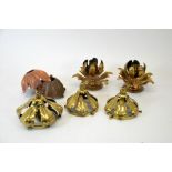 W A S Benson, a collection of various Arts and Crafts brass and copper light fittings
