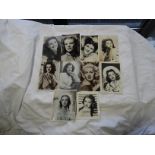 POSTCARDS - 10 FILM STAR BLACK & WHITE PHOTOGRAPHIC POSTCARDS SOME AUTOGRAPHED