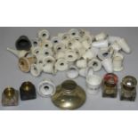 COLLECTION OF INK WELLS & CERAMIC INKWELL INSERTS