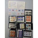 STAMPS - CANADA 1964 SOUVENIR CARD WITH STUCK STAMPS & 10 MINT COMMEMORATIVES