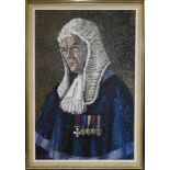 JOAN WILSON 1963 OIL ON BOARD PORTRAIT OF HIS HONOUR JUDGE HENRY I. BUCKET DSO 24X36'