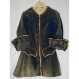 VICTORIAN BRAIDED VELVET RIDING COAT WITH LABEL B.J SIMMONS & CO 7+8 KINGS STREET COVENT GARDEN P.