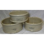 3 LABRATORY STONEWARE CIRCULAR BOWLS W&J GEORGE F.E BECKER & CO