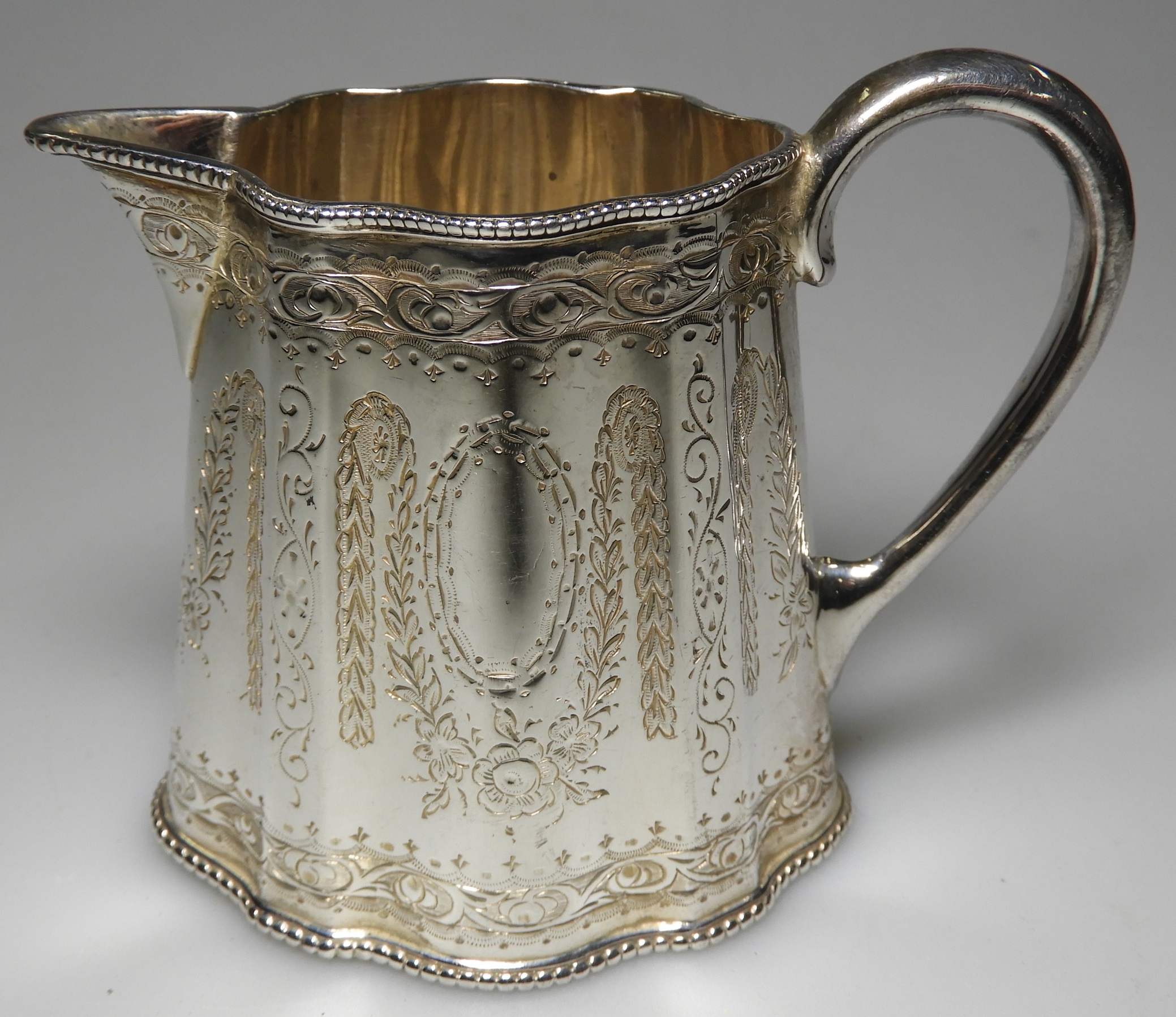 SILVER ENGRAVED JUG LONDON 1868 86.4G