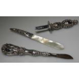 SILVER PAGE TURNER, LETTER OPENER & HANDLE