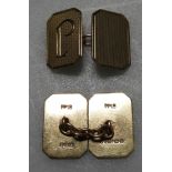 9CT GOLD PAIR OBLONG INITIALLED CUFFLINKS 5.24G