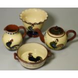 4 PIECES TORQUAY COCKEREL WARE