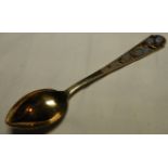 SILVER RUSSIAN TEASPOON GILDED & ENAMEL DECOR 21.9G