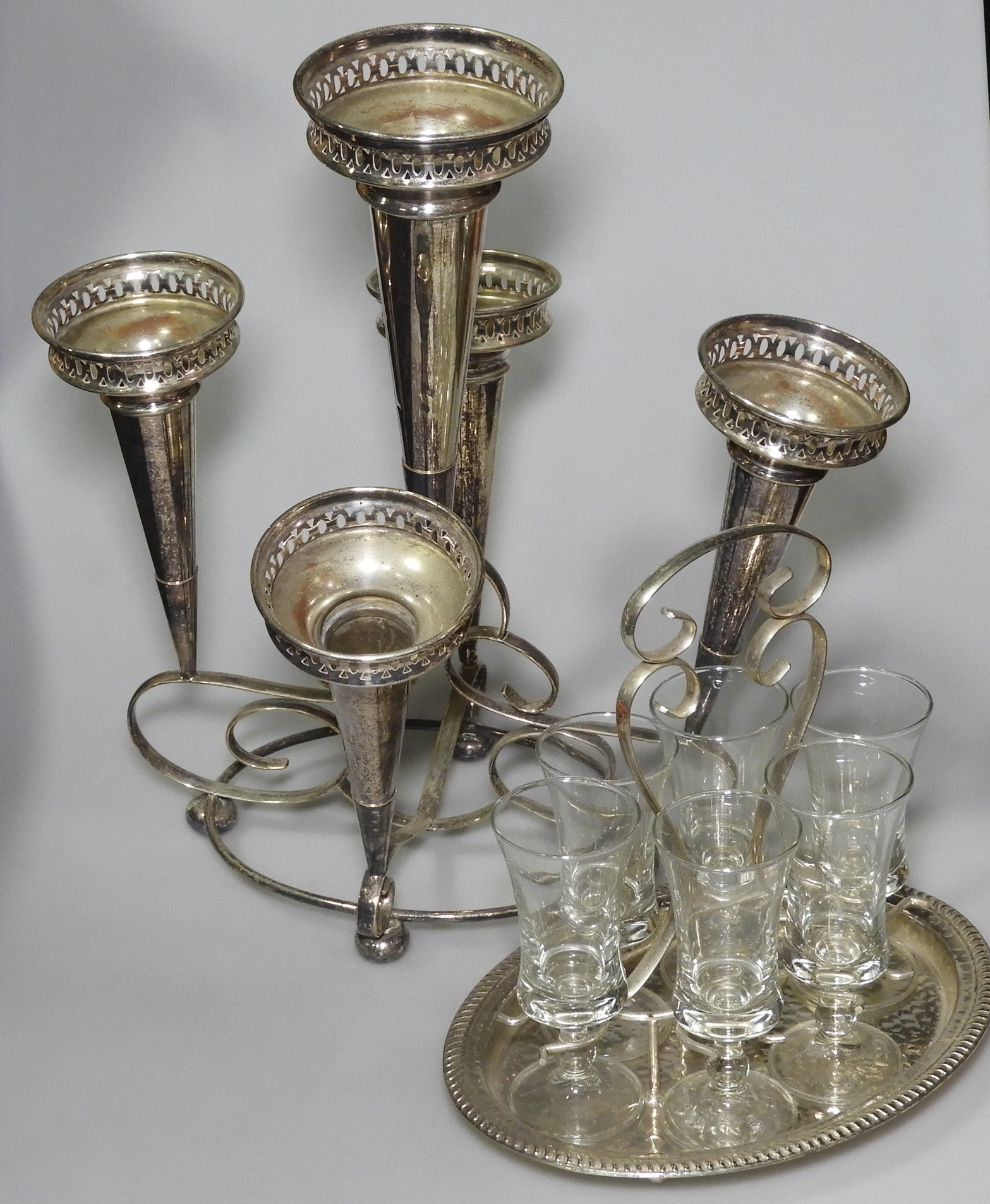 PLATED EPERGNE & SHERRY SERVER