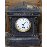 VICTORIAN BLACK SLATE MANTEL CLOCK