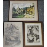 3 WATERCOLOURS/ETCHINGS