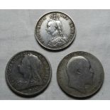 COINS - 1900 & 1907 HALFCROWNS & 1887 FLORIN