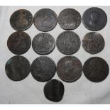 COINS - 13 GEORGE 11 & 111 COPPERS