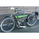 MOTORBIKE - 1921 ROYAL ENFIELD 221 FLAT TANKER 225cc. 2 STROKE PETROL, 2 GEARS, PUSH START, ORIGINAL
