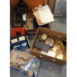 SUITCASE OF THEATRE SCRIPTS, 2 WIGS & OTHER STAGE ITEMS (JONES ESTATE)