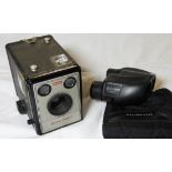 KODAK BROWNIE MODEL 1 BOX CAMERA & OLYMPUS 9X21 PCIII BINOCULARS