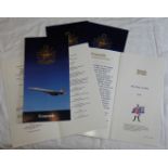 BRITISH AIRWAYS CONCORDE 5 MENUS FLYING CONCORDE NEW YORK TO LONDON