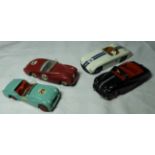 DINKY AUSTIN ATLANTIC, TRIUMPH TR2 111, SUNBEAM ALPINE 107 & CUNNINGHAM C-5R 133 WITH DRIVER