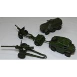 DINKY FIELD ARTILLARY TRACTOR 688, TRAILER & GUN & ARMOURED CARRIER & 3.5 GUN