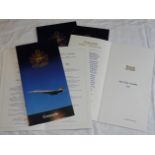 BRITISH AIRWAYS CONCORDE 5 MENUS FLYING CONCORDE NEW YORK TO LONDON