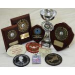 MOTOR CYCLING PRESENTATION CUP, PLAQUES & OTHER BADGES