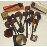 BOX OF PIPES, CIGARETTE LIGHTERS & COMPACTS