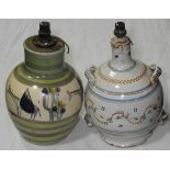 2 POTTERY CONTINENTAL LAMP BASES A/F