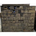 COUNTRY MADE MULTIPLE CHEST OF 49 DRAWERS & 1 PULL DOWN 78'WX62'HX18'D