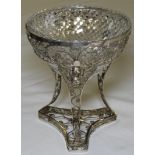 ASIAN/INDIAN HALLMARKED SILVER FILIGREE STAND WITH CRYSTAL LINER