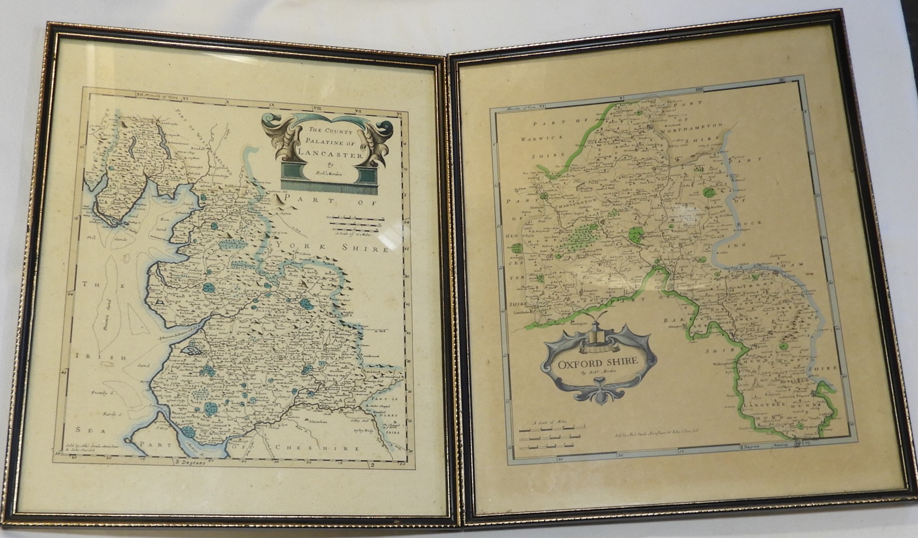 2 ROBERT MORDEN MAPS OXFORDSHIRE & LANCASTER