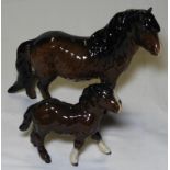 BESWICK MOORLAND PONY & FOAL