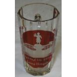 RUBY FLASHED SOUVENIR BEAKER FROM MONDORF LES BAINS LUXEMBOURG 1900