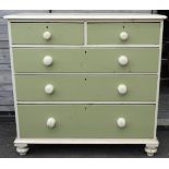 PAINTED CHEST OF 5 DRAWERS WITH CHINA HANDLES