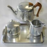 PICQUOT WARE 3 PIECE TEA SERVIVE TO TRAY