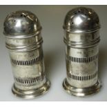 SILVER SALT & PEPPER POTS WITH BLUE GLASS LINERS 36.7G NER