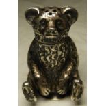 SILVER MINIATURE TEDDY BEAR SALT SHAKER 8.33G