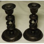 PAIR OF KASHMIR TWIST STEN CANDLESTICKS