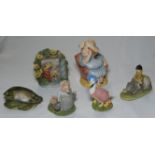 BORDER FINE ARTS LITTLE PIG ROBINSON, 4 BEATRIX POTTER FIGURES & THELWELL DON'T TIRE YOUR PONY