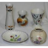 E RADFORD 4 VASES & BOWL