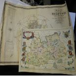 ANTIQUE MAP OF BEDFORDSHIRE BY GREENWOOD & REPLICA MAP SURREY