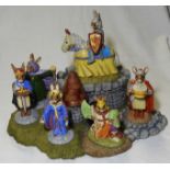 ROYAL DOULTON BUNNYKINS ARTHURIAN LEGENDS BASE, SIR GIRWAIN, SIR LANCELOT, SIR GALAHAD, KING ARTHUR,