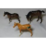 BESWICK PALOMINO PONY & 2 OTHERS