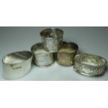 SILVER 5 VARIOUS NAPKIN RINGS 167.4G