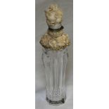 FRENCH C1870 HALLMARKED CARVED TOP CRYSTAL SCENTS BOTTLE