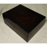 MAHOGANY INLAID 4 SECTION INTERIOR BUTTON BOX