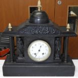 BLACK SLATE ARCHITECTURAL MANTLE CLOCK