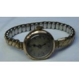 9CT GOLD 15 JEWEL WRISTWATCH ON BRACELET STRAP