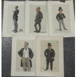 5 SPY VANITY FAIR 1880'S UNFRAMED PRINTS